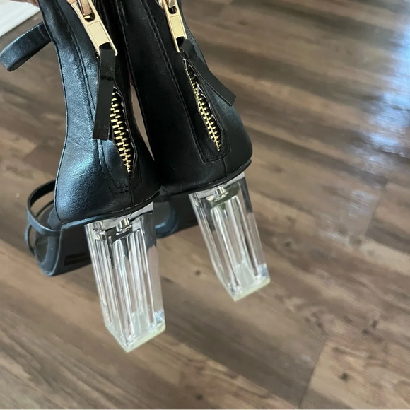 Lulus Shoes Women’s 7 Isabella Black Lucite Heels Mob Wife Night Out Baddie - Picture 4 of 8